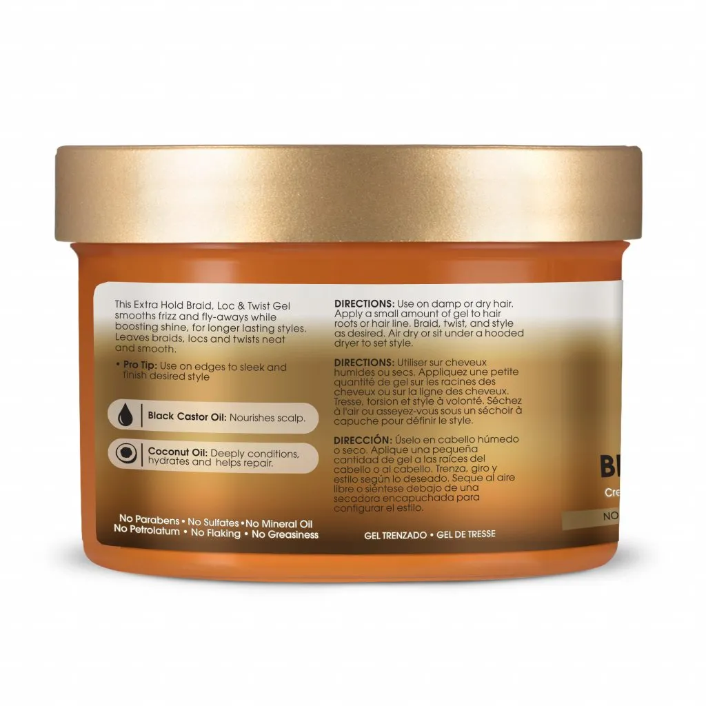 African Pride Black Castor Miracle Extra Hold Braid, Loc, & Twist Gel 8oz