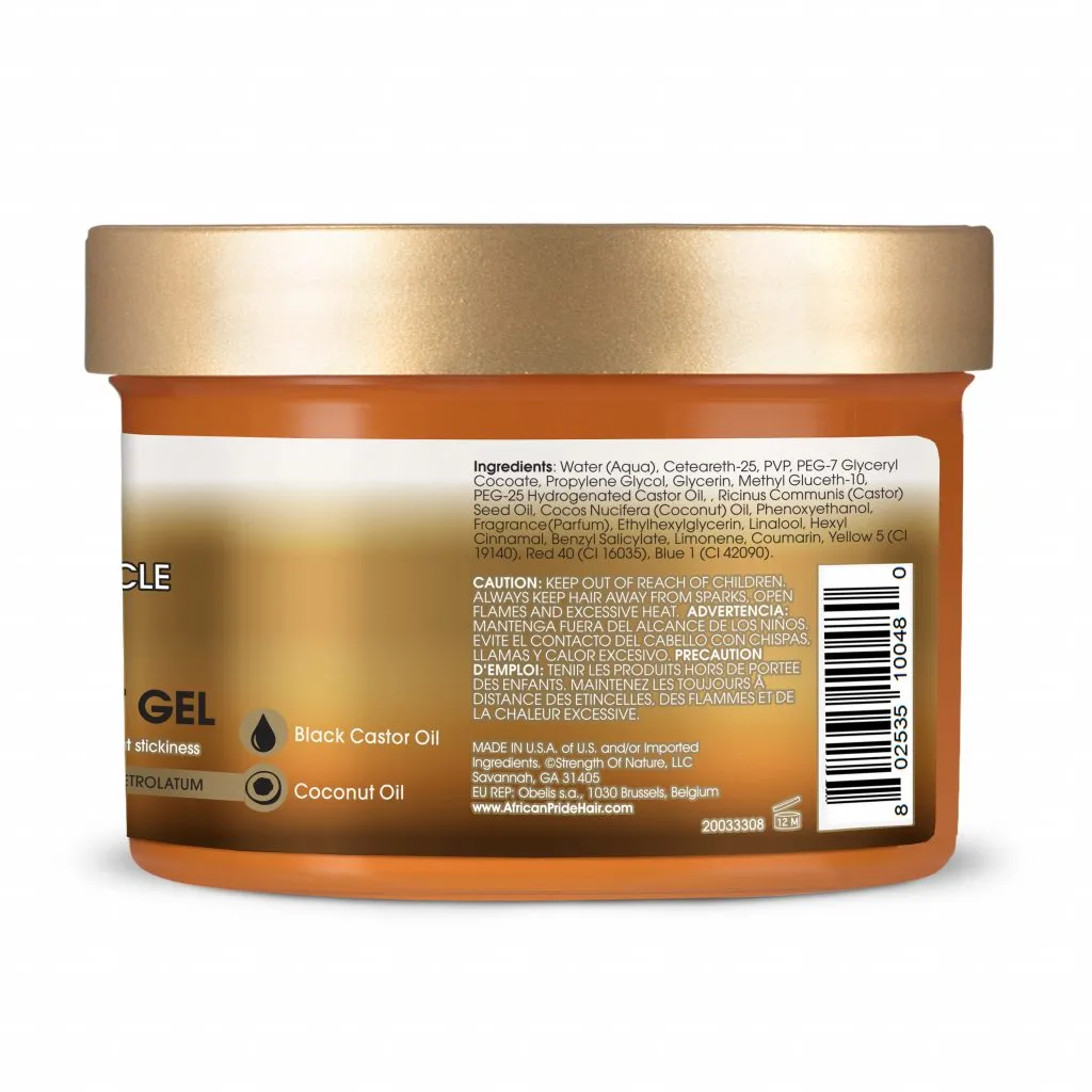 African Pride Black Castor Miracle Extra Hold Braid, Loc, & Twist Gel 8oz