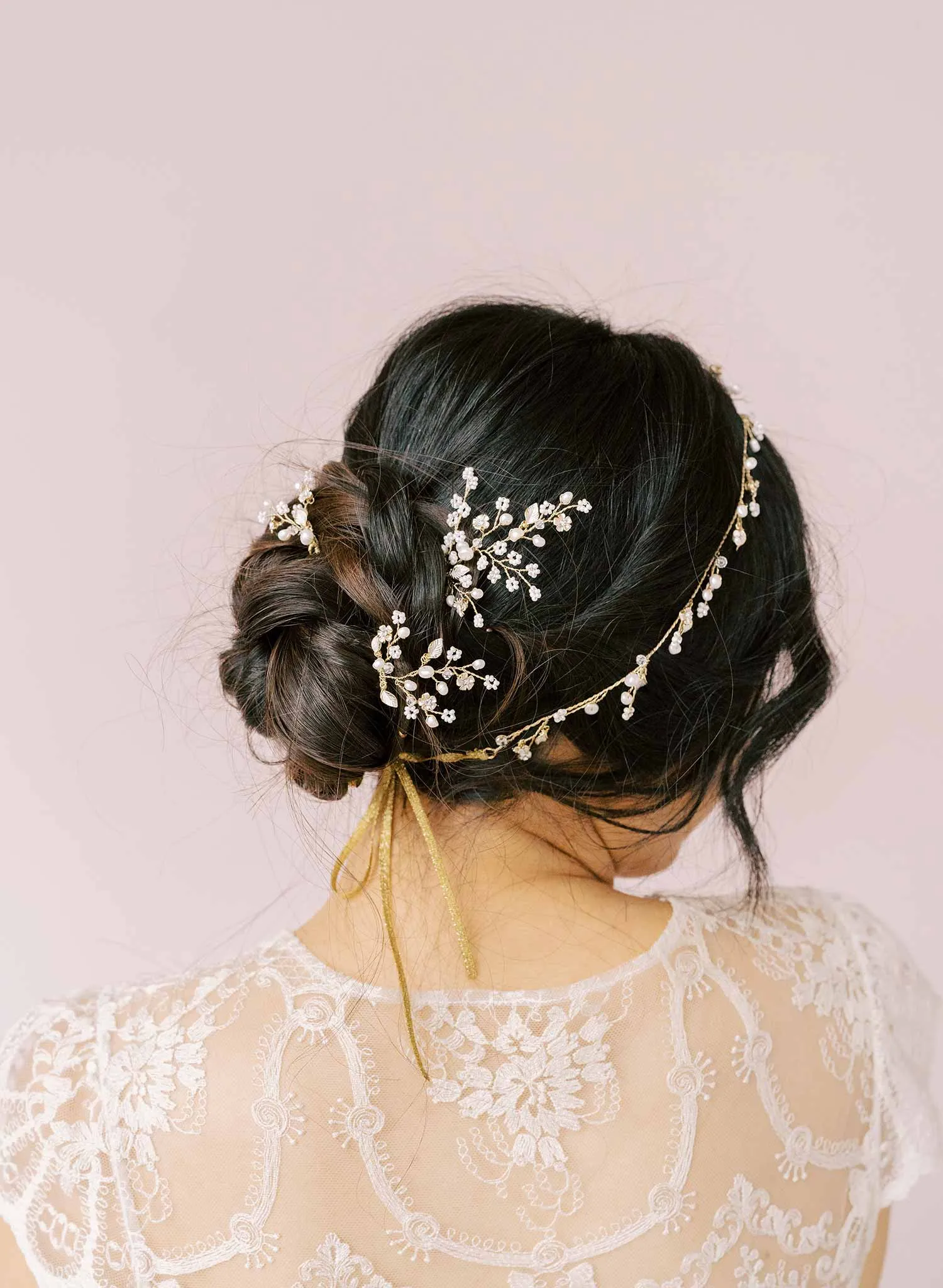 Dainty beaded fern leaf hair pin set of 3 - Style #2111