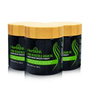 Keratin Argan Hair Mask Trio - Herbishh